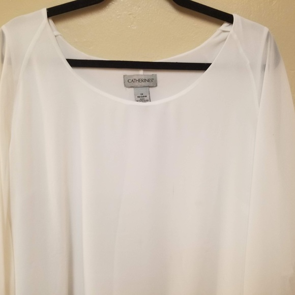 White Flowy Sleeve Blouse - Picture 1 of 5